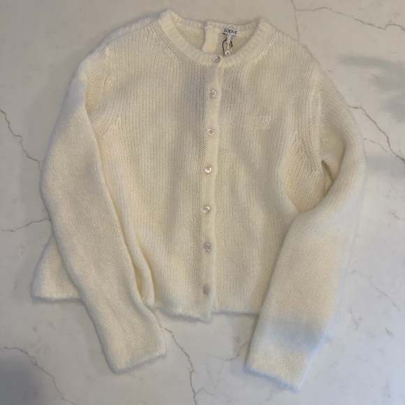 Loewe Pants - LOEWE mohair white cardigan sweater